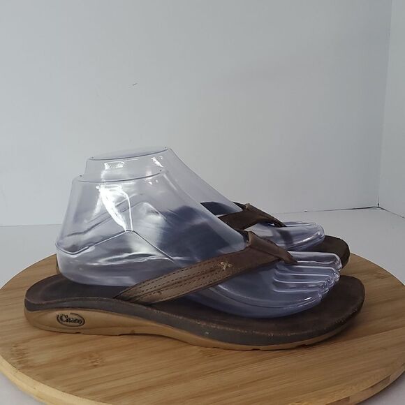 Chaco Women's Brown Leather Flip Flop Sandals Size 8 - Picture 1 of 12